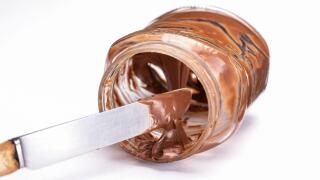 empty jam jar with chocloate spread