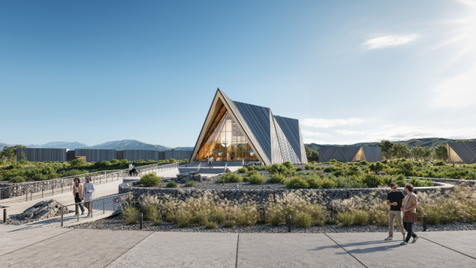 A digital render of one of Oklo's Aurora Powerhouses, which provide clean nuclear energy to nearby data centres 