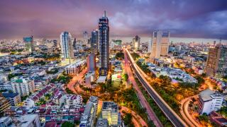 Bangkok, Thailand twilight cityscape.