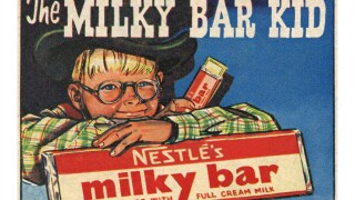THE MILKY BAR KID 1960's Cartoon artwork style press advertisement for Nestles chocolate bar campaign  'The Milky Bar Kid'