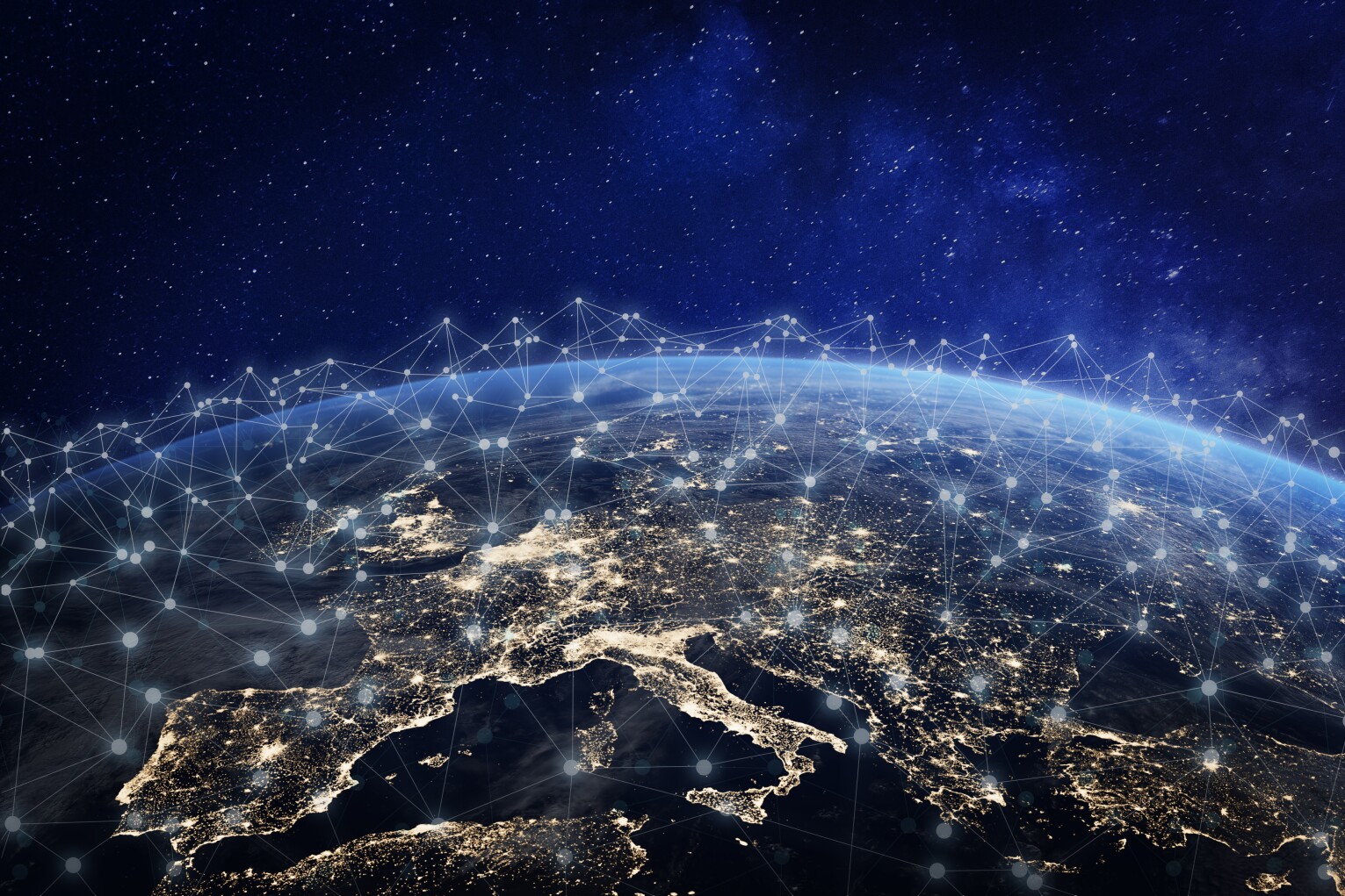 European telecommunication network connected over Europe, France