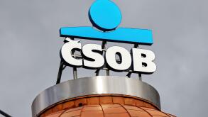 Liberec, Czech Republic - January 20, 2014: Logo of the CSOB bank on a building. Logo of the CSOB bank on a building.
