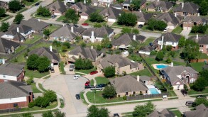 Aerial view of suburban housing near Houston Texas. Image shot 04/2008. Exact date unknown.