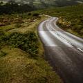 Empty country road through moorland.