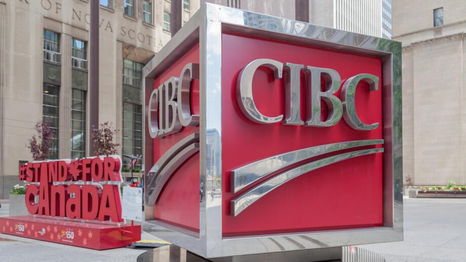 Sign of CIBC (Canadian Imperial Bank of Commerce) in Toronto?s financial district Toronto, Ontario.