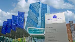 The new European Central Bank headquarters building, opened in 2014, in Ostend area of Frankfurt, Germany.