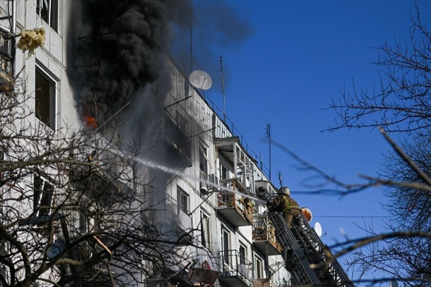 Russia shell damage to Ukraine building 24Feb22 575x375