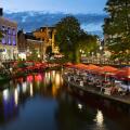 Bars and restaurants along Oudegracht canal come alive at night in Utrecht