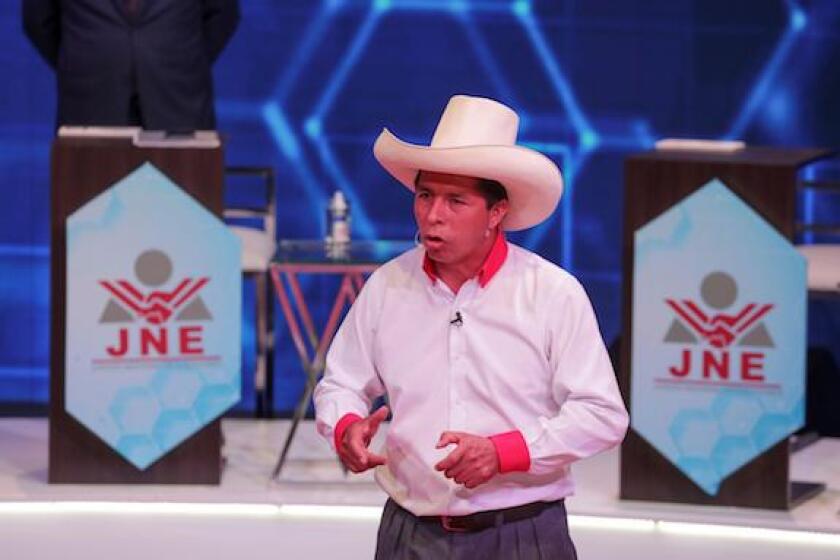 Pedro Castillo, Peru, Peru Libre, elections, hat, LatAm, 575