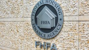 Washington DC, USA - July 3, 2017: Federal Housing Finance Agency seal in downtown with closeup of sign and logo