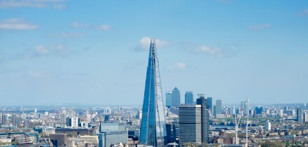 View of The Shard new skyscraper and skyline of London United Kingdom