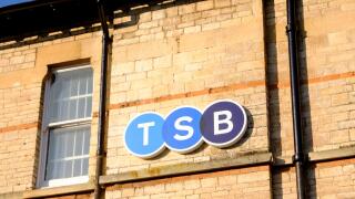 Midsomer Norton. a small town in Somerset UK. TSB sign on the  Midsomer Norton branch