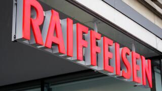 The logo of Swiss Raiffeisen bank is seen at an office branch in Zurich, April 4, 2019. REUTERS/Arnd Wiegmann