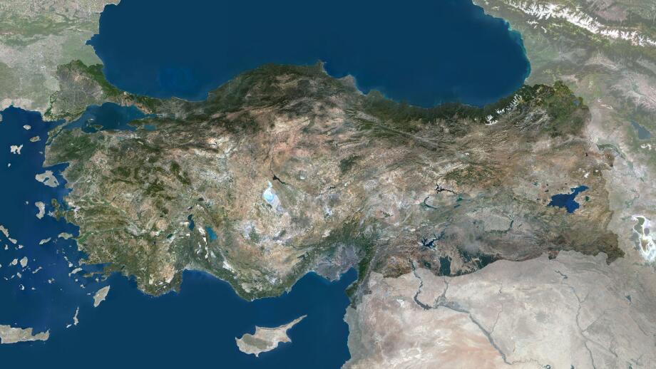 Color satellite image of Turkey, with mask.