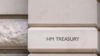 Her Majesty's HM Treasury, signage at main door, building exterior, Horse Guards Road, London, England