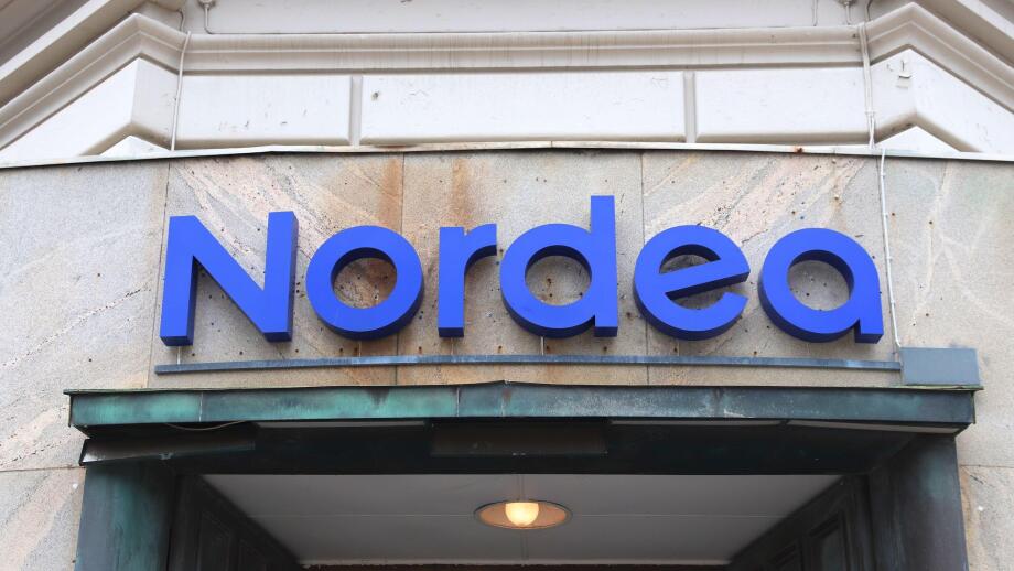 GOTHENBURG, SWEDEN - AUGUST 27, 2018: Nordea Bank branch in Gothenburg, Sweden. Nordea became one of biggest banks in Scandinavia after a merger of mu
