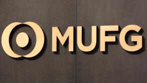 A new signboard of MUFG on display outside its branch on April 2, 2018, Tokyo, Japan. Mitsubishi UFJ Financial Group Inc. changed the name of Bank of Tokyo-Mitsubishi UFJ to MUFG Bank after 11 years of merger and complaints from customers saying that the 