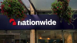 Nationwide building society store front and logo, Queen Street, Cardiff. Taken Autumn 2023. October