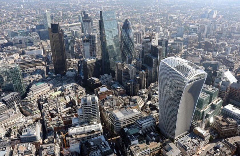 aerial view of The City of London