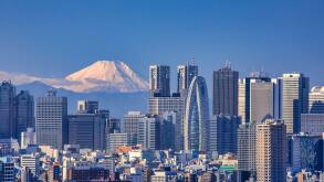 Japan, Tokyo City, Shinjuku Skyline and Mount Fuji