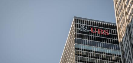 New York, NY, US - August 25, 2021: UBS, a Swiss multinational investment bank and financial services company with a branch in mid-town Manhattan.