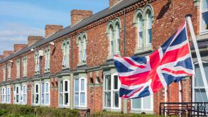 Row of terraced houses. England. UK. Housing, property market, interest rates, mortgage, renting, rent, buy to let...concept