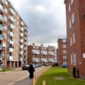 Hammersmith and Fulham council Social housing in Fulham just off Pulton Place - lone woman wearing burka