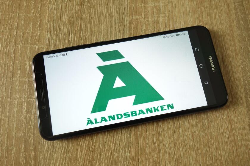 Alandsbanken logo displayed on smartphone