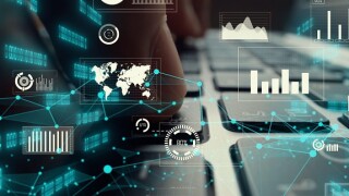 Creative visual of business big data and finance analysis on computer showing concept of statistical investment decision making methodology, fintech