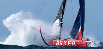 France, Vendee, offshore, IMOCA *Paprec Arkea* skippered by Yoann Richomme, one of the favorites of the Vendee Globe