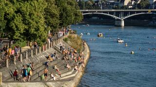 Rhine River in Summer, Basel, Switzerland