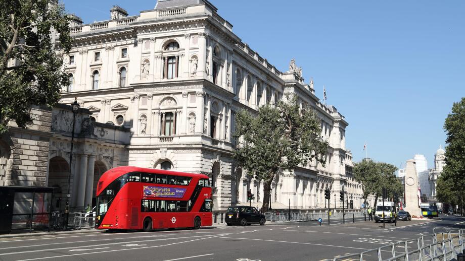 Government Treasury building on corner of Great George Street and Whitehall, London, UK