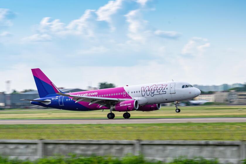 Kyiv, Ukraine - June 09, 2019: Wizz Air Airbus A320 on the runway in Kyiv Sikorsky Airport