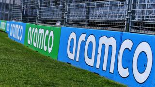 Circuit atmosphere: new global F1 sponsor - Saudi Aramco branding on the circuit. Australian Grand Prix, Wednesday 11th March 2020. Albert Park, Melbourne, Australia.