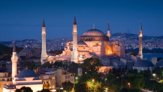 Turkey Istanbul Elevated view of the Hagia Sophia Mosque