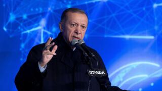 Turkish President Tayyip Erdogan attends a ceremony to mark an increase in capacity at a natural gas storage facility in Silivri near Istanbul, Turkey, December 16, 2022. REUTERS/Umit Bektas