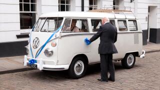 A VW camper van being used as a wedding car; Lincoln UK