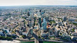 Aerial View of the Financial District La Defense, Paris France
