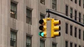 Traffic signal showing green New York city USA