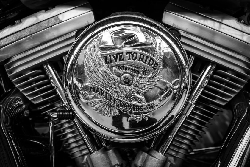 BERLIN, GERMANY - MAY 17, 2014: Detail of motorcycle Harley-Davi