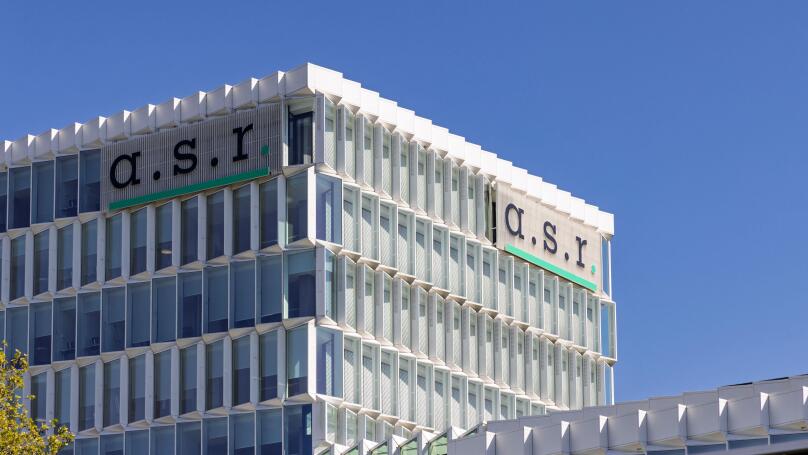 Utrecht, Netherlands, April 28, 2026. The contemporary architecture and glass exterior of the a.s.r. insurance company headquarters building.