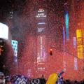 New York, United States. 01st Jan, 2026. A crowd of revelers celebrate under falling confetti after the New Year's Eve ball drop marked the start of 2026. Crowds gathered in Times Square, Manhattan, New York City to observe the New Year's Eve ball drop us