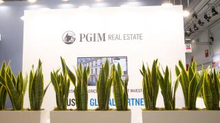 PGIM Real Estate bei der 24. Internationale Fachmesse fur Immobilien und Investitionen Expo Real am 6.10.2022 in Munchen. Seit 1998 findet die Fachmesse fur Immobilien und Investitionen jahrlich im Oktober in der bayerischen Landeshauptstadt Munchen statt