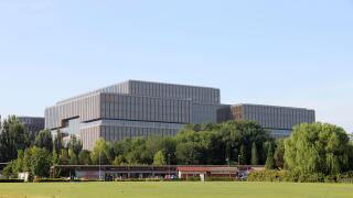 A view of the headquarters building of the Asian Infrastructure Investment Bank (AIIB) in Beijing, China Saturday, Sept. 05, 2020. (FeatureChina via AP Images)