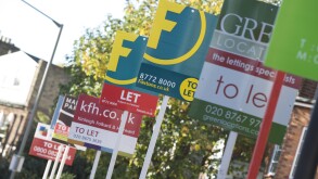 To Let signs along a street in south london, UK. Image shot 2008. Exact date unknown.