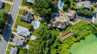 Lake near the small American town residential community in Sayreville New Jersey US