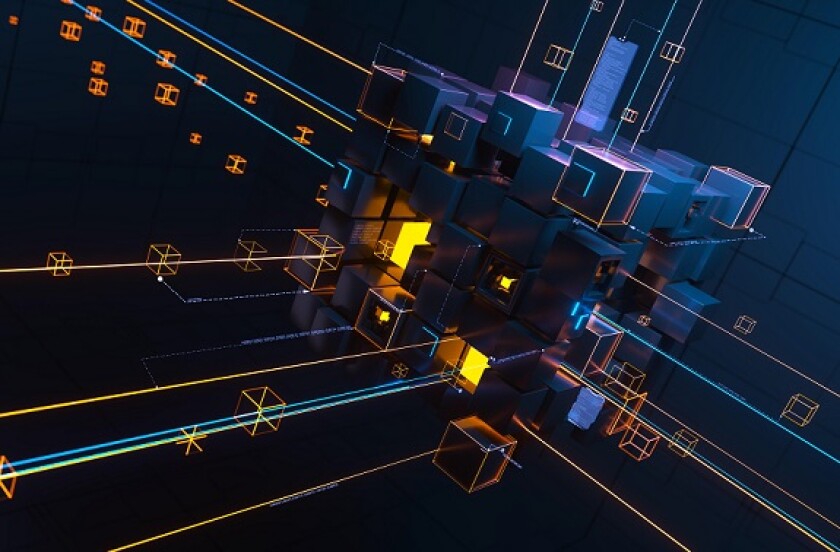 Blockchain technology concept. 3D illustration