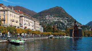 Switzerland Lugano Lake promenade Monte Bre