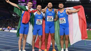 Rome, Italy. 13th June, 2024. Rome, Italy: ITALY Gold Medal 4 x 100m Relay Men during European Athletics Championships 2024 at Olympic Stadium, on June 12, 2024 in Rome, Italy. (Credit Image: © Domenico Cippitelli/IPA via Credit: Zuma Press/Alamy Live News