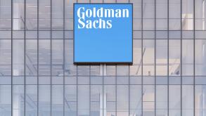 New York, NY, USA. May 2, 2022. Editorial Use Only, 3D CGI. Goldman Sachs Signage Logo on Top of Glass Building. Workplace of Investment Banking Compa